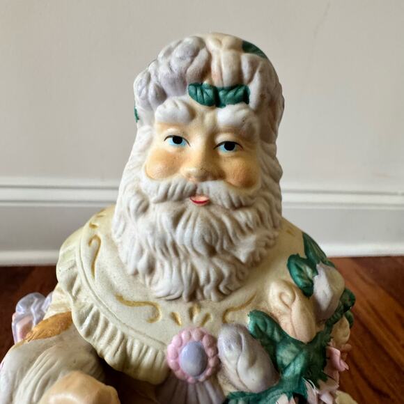 Victorian Santa Musical Figure Plays White Christmas Horse Floral Vintage - Picture 6 of 16